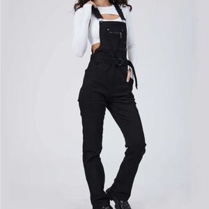 NEW BuffBunny Over It Alls Black Stretch Cotton Straight Leg Overalls Size S
